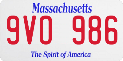 MA license plate 9VO986