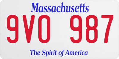 MA license plate 9VO987
