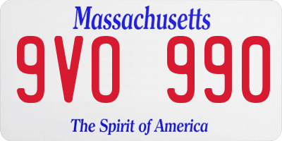 MA license plate 9VO990
