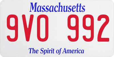 MA license plate 9VO992