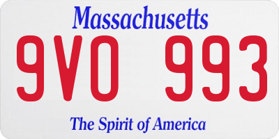 MA license plate 9VO993