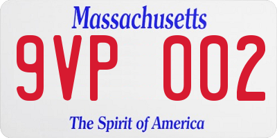 MA license plate 9VP002