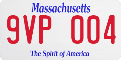 MA license plate 9VP004