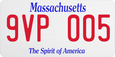 MA license plate 9VP005