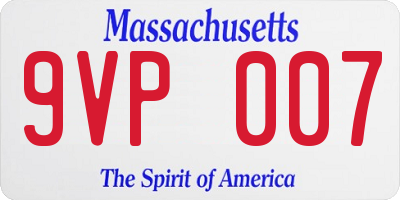 MA license plate 9VP007