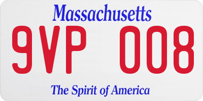 MA license plate 9VP008