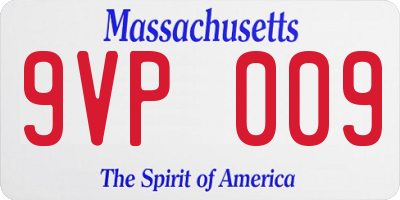 MA license plate 9VP009