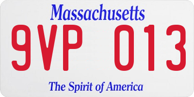 MA license plate 9VP013