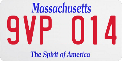MA license plate 9VP014