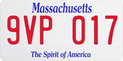 MA license plate 9VP017