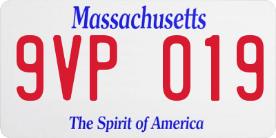 MA license plate 9VP019