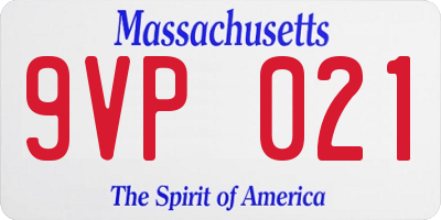 MA license plate 9VP021