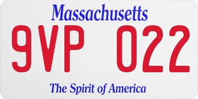 MA license plate 9VP022