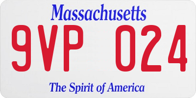 MA license plate 9VP024