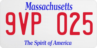 MA license plate 9VP025