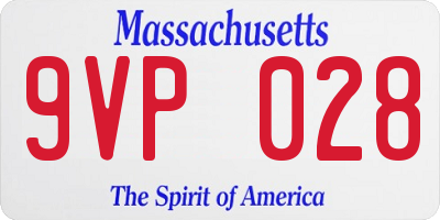 MA license plate 9VP028