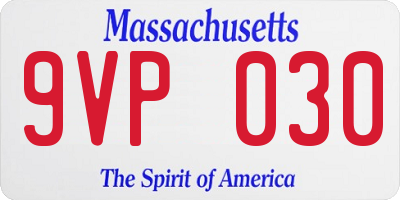 MA license plate 9VP030