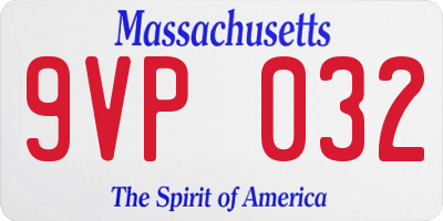 MA license plate 9VP032