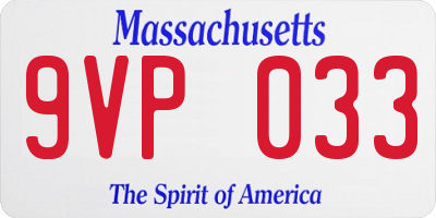 MA license plate 9VP033