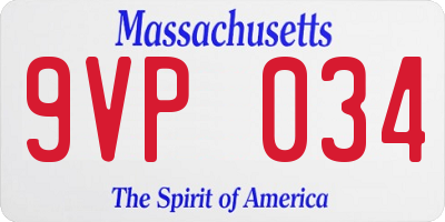 MA license plate 9VP034