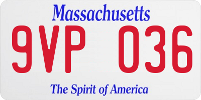 MA license plate 9VP036