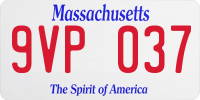 MA license plate 9VP037