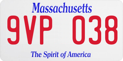 MA license plate 9VP038
