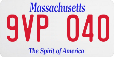 MA license plate 9VP040