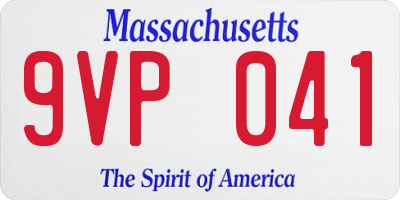 MA license plate 9VP041
