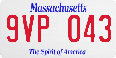 MA license plate 9VP043