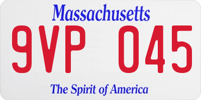 MA license plate 9VP045