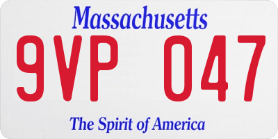 MA license plate 9VP047