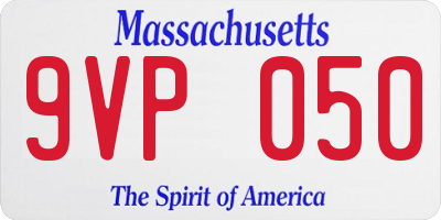 MA license plate 9VP050
