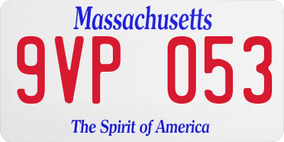 MA license plate 9VP053