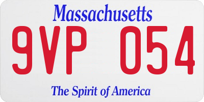 MA license plate 9VP054