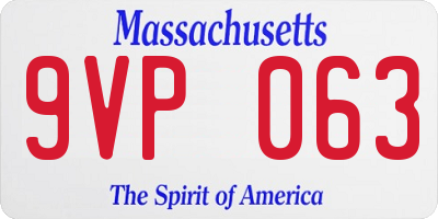 MA license plate 9VP063