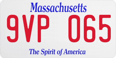 MA license plate 9VP065