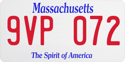 MA license plate 9VP072