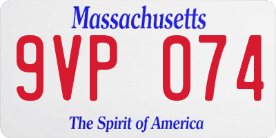 MA license plate 9VP074