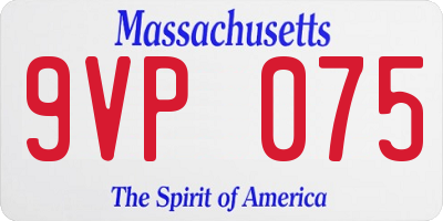 MA license plate 9VP075