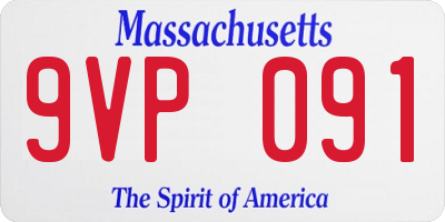 MA license plate 9VP091