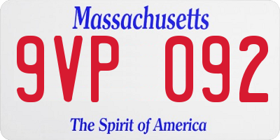 MA license plate 9VP092
