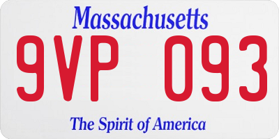 MA license plate 9VP093