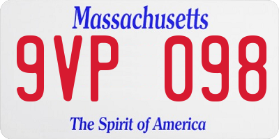 MA license plate 9VP098