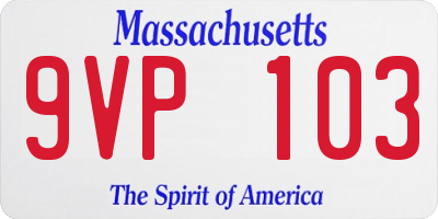 MA license plate 9VP103