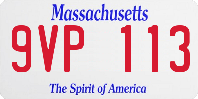 MA license plate 9VP113