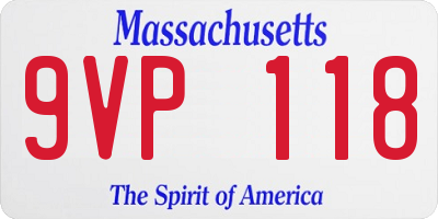 MA license plate 9VP118