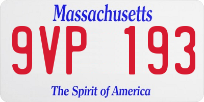 MA license plate 9VP193