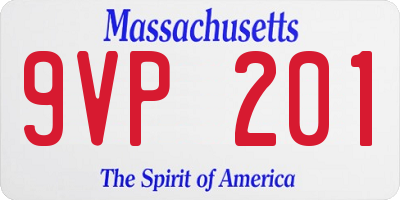 MA license plate 9VP201