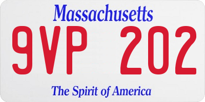 MA license plate 9VP202